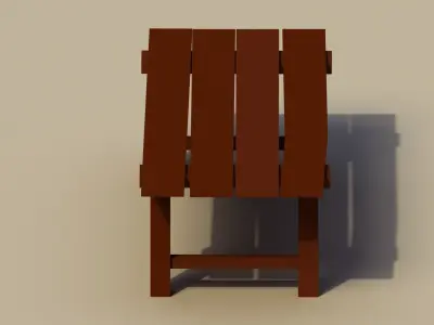 Low Poly Wooden Bench Low-poly 3D model