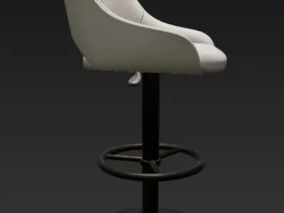 Contemporary Bar Stool Black Metal Base White Cushion 3D Model Free 3D model