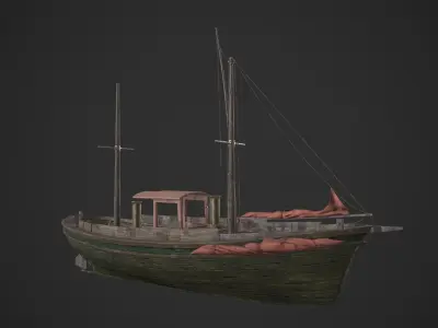  Fishing Boat Low-poly 3D model