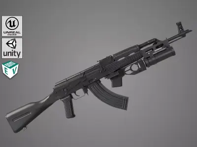 Light Machine Gun 10 Metal All PBR Unity UE Textures Low-poly 3D model