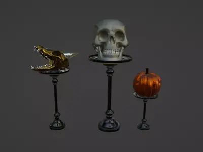 SkullStickSet 3DModel part of the Halloween package 3D model