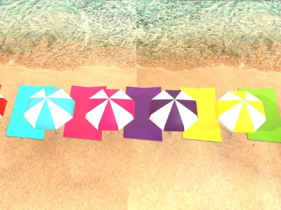 Beach umbrellas Low-poly 3D model