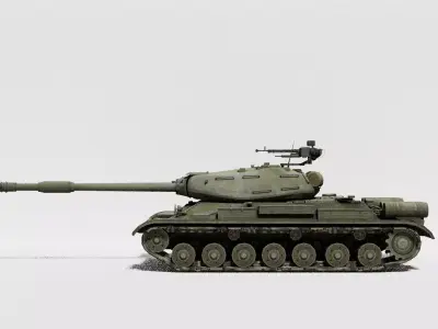 Military Tank Model High Poly With Cannon And Missile Rigged 3D model