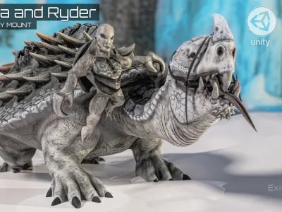 Turtle Mount Rider - Tortilla Ryder Creature Riding Reptile - 21 Low-poly 3D model