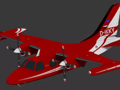 Mu-2 twin turboprop executive aircraft 3D model