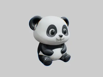 Panda Bear Low-poly 3D model