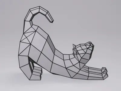 Cat Low Poly Geometric Model  Low-poly 3D model