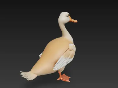 Brown Duck 3D Model Basic - Low Poly Simple Low-poly 3D model
