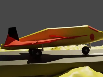 low poly plane paper airplane flying Low-poly 3D model