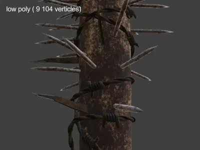 Spiked baseball bat Free low-poly 3D model