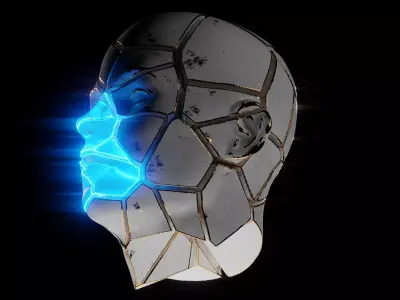 Abstract Cybernetic Fragmented Head 3D model
