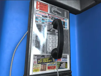  Payphone Blue New-York PBR Free low-poly 3D model
