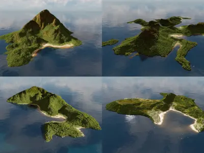 Bundle of islands in Blender 3D model