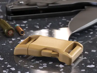 YKK Contoured Side Release Plastic Buckle Khaki 3D model