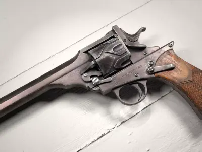 Webley Fosbery Automatic Revolver Low-poly 3D model