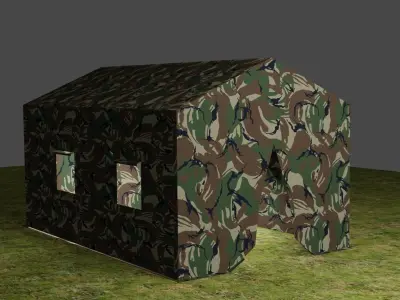 Army tent for unity Low-poly 3D model