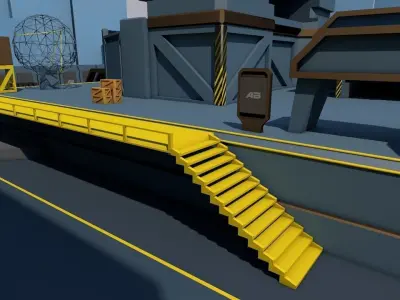 3D FPS game environment low poly Low-poly 3D model