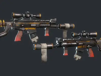 Stylized FN SCARL PBR Gun  Low-poly 3D model