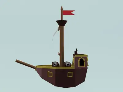 Low-poly battle ship Low-poly 3D model
