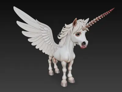 Unicorn Realistic 3D Model Basic - Low Poly Realistic Low-poly 3D model
