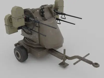 M45 Quadmount meat chopper AA Gun Low-poly 3D model