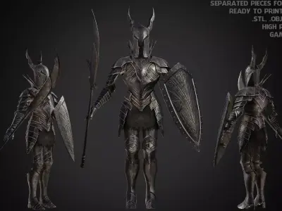 Dark Souls Black Knight Full Armor Halberd Shield for Cosplay 3D Model Collection