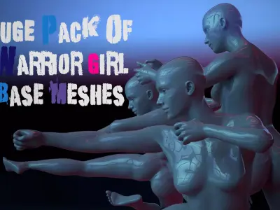 Base mesh of warrior girl Low-poly 3D model