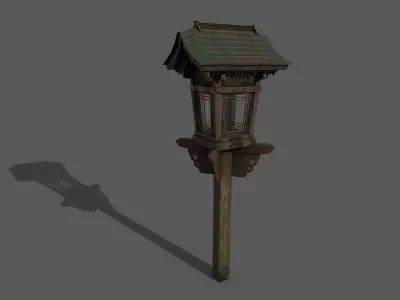 2 Japanese Wood Lamps - Fushimi Inari Taisha Low-poly 3D model