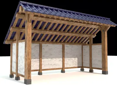 open shed with plaster wall Low-poly 3D model