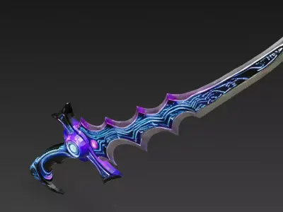 Cartoon Cyber Kris Sword PBR 3D Model Low-poly 3D model