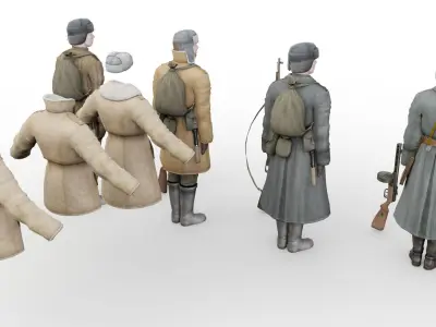 infantry USSR  Low-poly 3D model