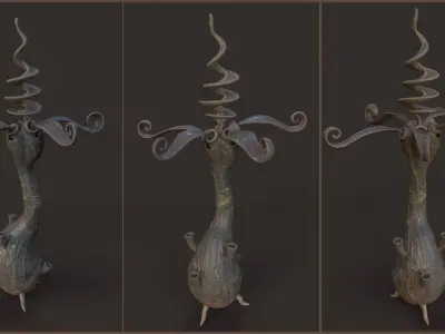 Stylized Fantasy Spiral Flower Low-poly 3D model
