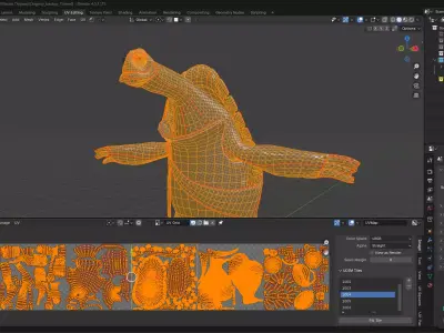 Master Oogway Rigged 3D Model with PBR Texture Low-poly 3D model
