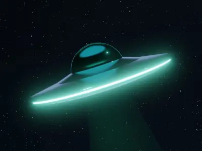 Low Poly UFO flying in sky Low-poly 3D model