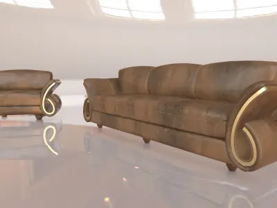 MODERN COUCH AND LOVESEAT UNWRAPPED LIVINGROOM SET  Free 3D model