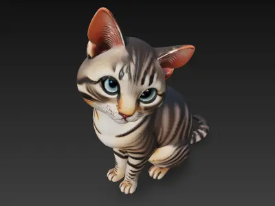 Cat Realistic 3D Model Basic - Low Poly Realistic Low-poly 3D model