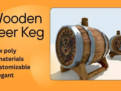 Modern Wooden Beer Keg Low-poly 3D model