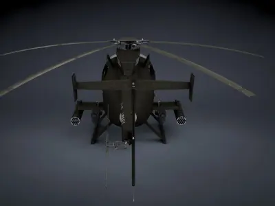 MH-6 Little Bird Gunship Low-poly 3D model
