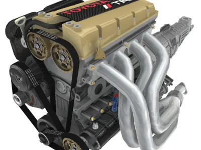 Toyota TRD 4AGE Formula Atlantic engine Low-poly 3D model