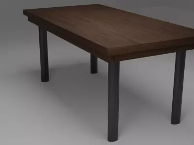 Wooden Table Free low-poly 3D model 3