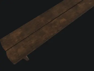 Medieval Old Wooden Bench Low-poly 3D model