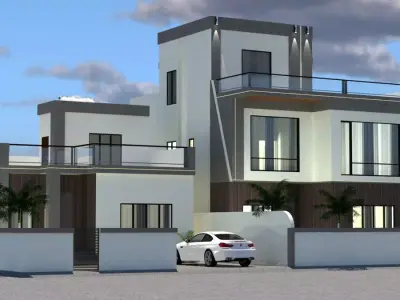 Modern Private Villa with Garage A11 3D model