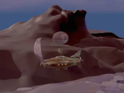 Steam Punk Airship Low-poly 3D model