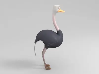 Ostrich in suit 3D model