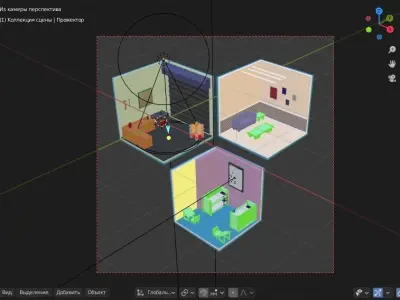 rooms in isometric city Low-poly 3D model