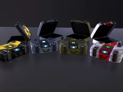 Various Scifi Crates Low-poly 3D model