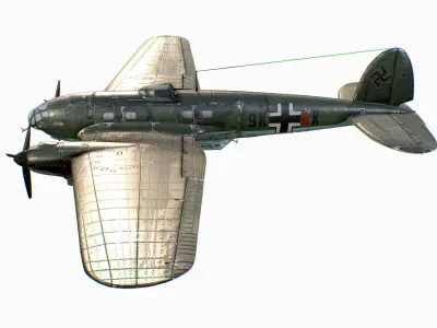 German medium bomber Heinkel He 111 series Low-poly 3D model