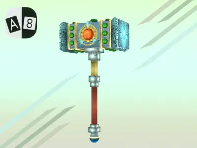 3D cartoon hammer 2 Low-poly 3D model