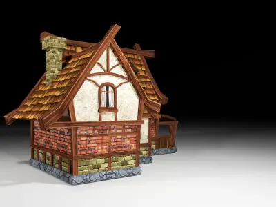 medieval old house Low-poly 3D model