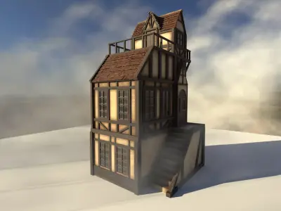 Detailed Medieval House 2 Low-poly 3D model